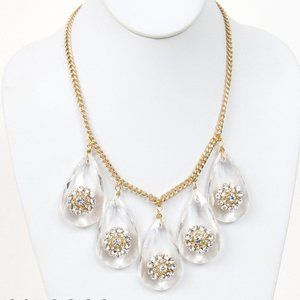 BIJOU DRIVE CLEAR WITH RHINESTONE GOLD  CHAIN NECKLACE